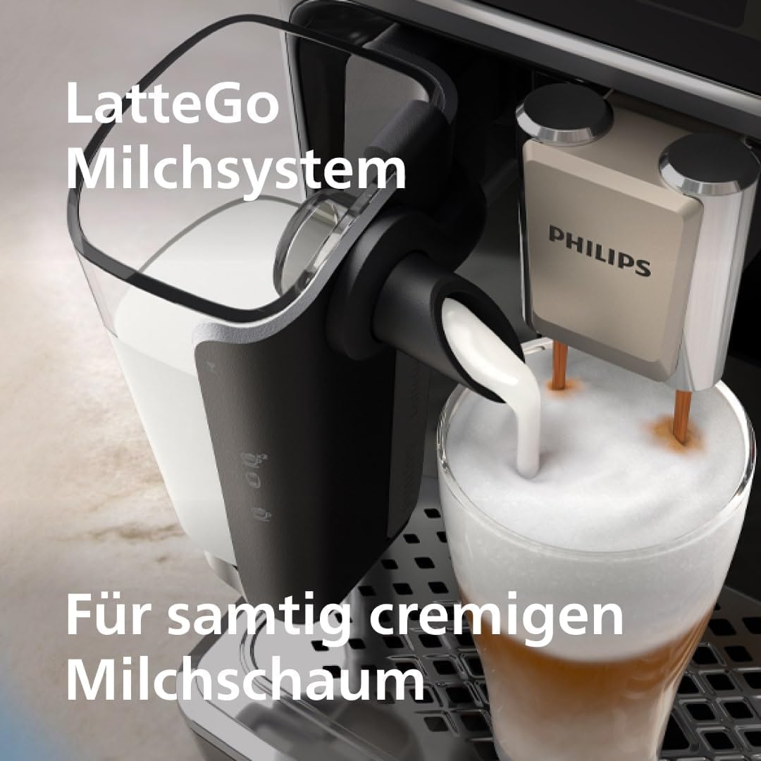 Serie 5500 Kaffeevollautomat EP5544/50 – LatteGo Milchsystem,20 heiße und kalte Kaffeespezialitäten,40% leiser mit SilentBrew,QuickStart,Schwarz/Grau