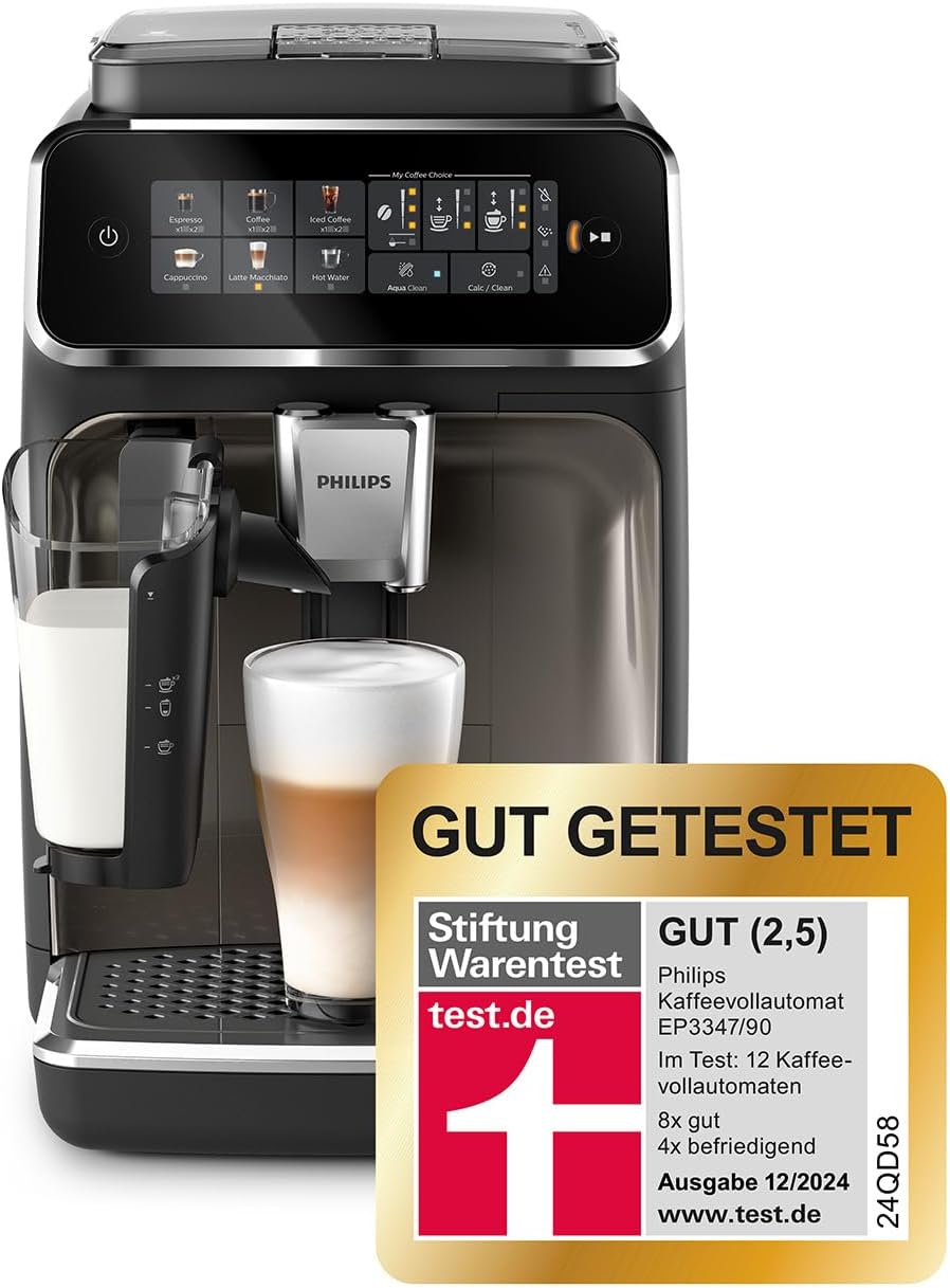 Serie 5500 Kaffeevollautomat EP5544/50 – LatteGo Milchsystem,20 heiße und kalte Kaffeespezialitäten,40% leiser mit SilentBrew,QuickStart,Schwarz/Grau